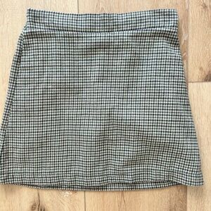 Vintage American eagle plaid skirt size XS stretch waist olive green/cream